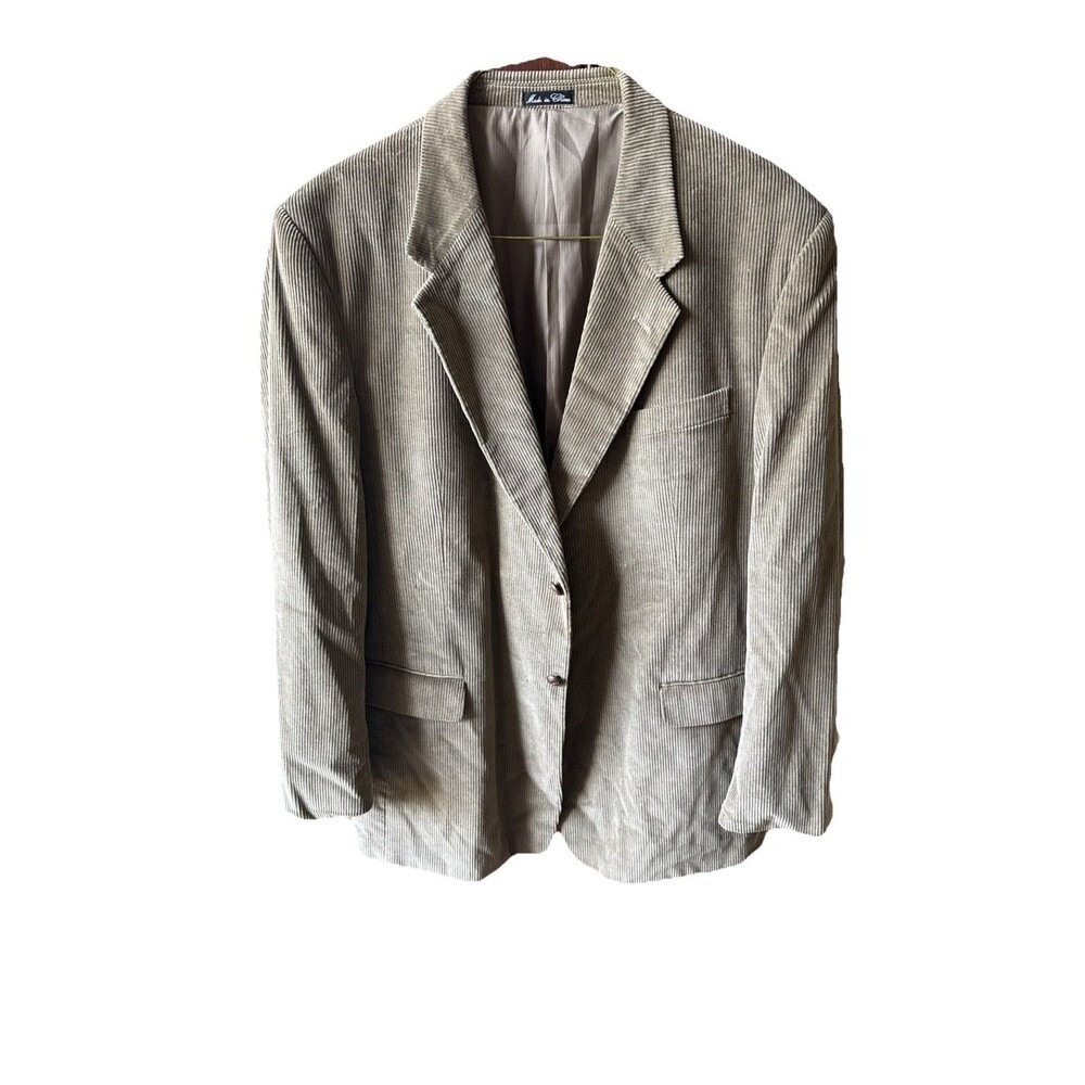 Vintage Olive Green Corduroy Two Button Blazer Sport Coat Mens Size XL